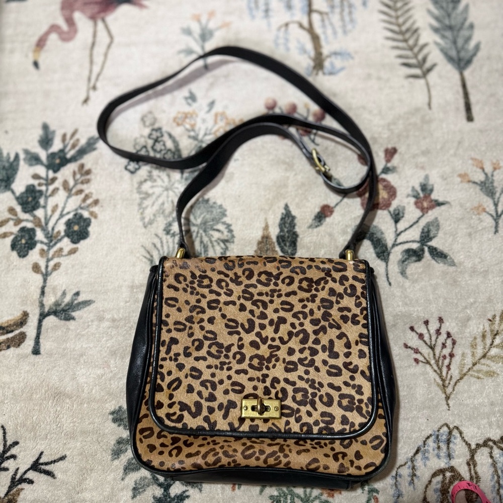 Fossil vintage Leopard calf air Print Shoulder Bag